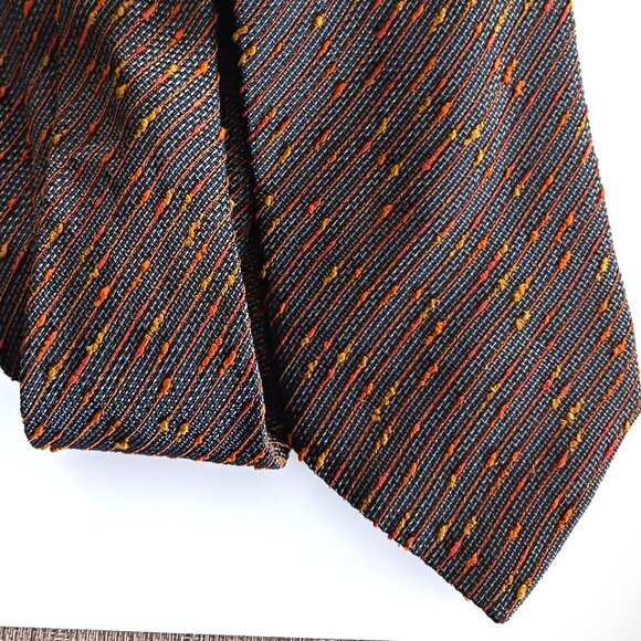 Harry Rosen Men's Necktie Made in Italy Textured 4" Wide X 60" Long Grey Orange - Picture 1 of 6